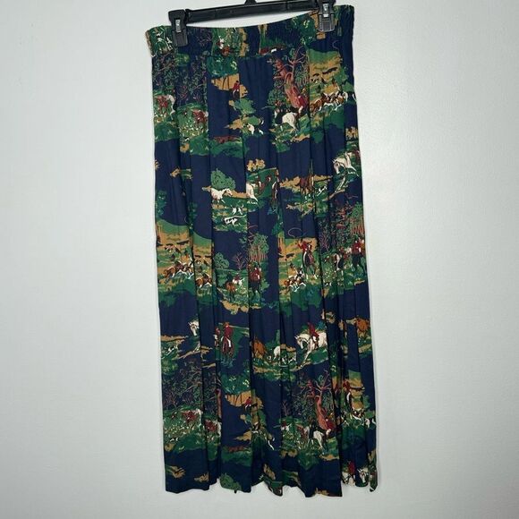 Vintage Marisa Christina Pleated Skirt Equestrian Horses Dogs Hunting - Picture 1 of 6
